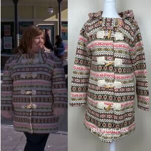 Rare Fair Isle Duffle Coat ASO Sookie Gilmore Girls Multicolor Womens Small Knit